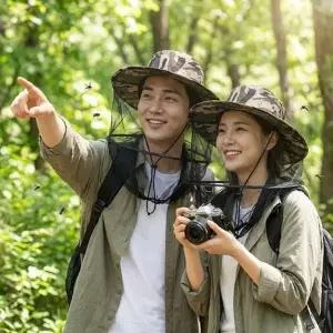 낚시 모자 벌모자 방충 양봉 캠핑 벌초 벌레 안전망 해충 정글-WFNW...