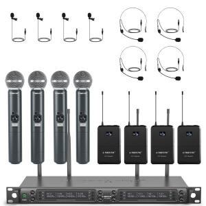 Phenyx Pro 8채널 마이크 바디팩 송신기 or 휴대용 자동 스캔 조정 가능 UHF 채널 노래용 328피트 Chur