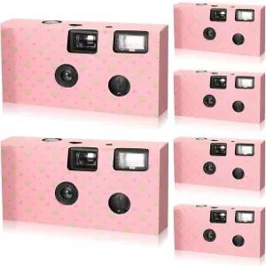 6팩 일회용 카메라 - 결혼식 파티 여행용 플래시 흑백 필름과 함께 35mm
