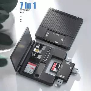 USB 카드 리더기 보관함 다기능 TF SD 메모리 케이스는 비디오 및 사진 파일을 빠르게 전송합니다