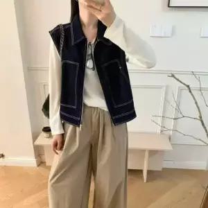 엘럽 여성용 청 캐주얼 빈티지 민소매 조끼 톱 터틀넥 원템1