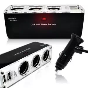 로제트 차량용 3구시가잭/RX-6800/USB2포트추가/ dgS5+8NXO