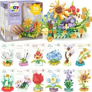 TOY Life 36 팩 파티 를 위한 혜택 교실 상을 작은 식물 미니 플라워 빌딩 블록 세트 꽃 다육식물 장난감