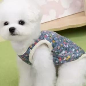 강아지 꽃무늬 조끼 겨울옷 후리스 김장조끼