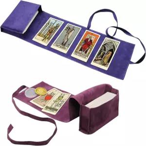 3Pcs 타로 카드 홀더 가방 키트에는 벨벳 보관함 케이스와 의사 결정자 코인 천 파우치 오라클 덱