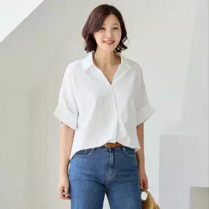 김여사, [빅사이즈](신상)(66-88) 링클프리 반오픈 블라우스 3BL604307