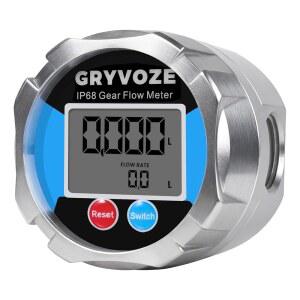 GRYVOZE 4인치 NPT 기어 유량계 08 U20137 93 GPM 디지털 오일 저유량계 정확도 모터 오일 윤활유 부동액 유압 유체와 호환되는 저유량 고점도 액체용