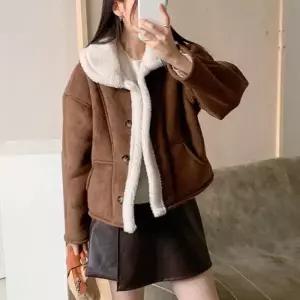 [텐바이텐]둥근 양털 카라넥 무스탕 자켓