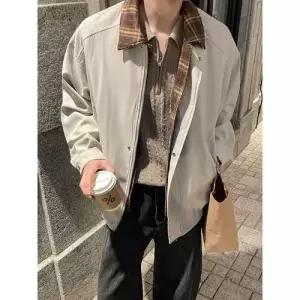 남성 가을 빈티지 페이크 투피스 코트 상의 체크 재킷 터틀넥 빅사이즈 긴팔 OP3