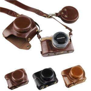 올림푸스 EPL9 EPL10 14-42mm Pu 가죽 카메라 스킨 (스트랩 미니 파우치 오픈 배터리 포함) 용 새 고급 케