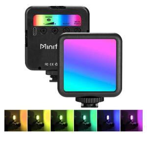 Minifocus RGB 비디오 라이트 미니 LED 카메라 1800mAh 충전식 패널 램프 Youtube Tik Tok 용 사진 충전 조