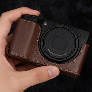 Ricoh GRIII GR3용 카메라 하프 케이스 PU 가죽 보호 커버 가방 베이스 스킨 바디 액세서리