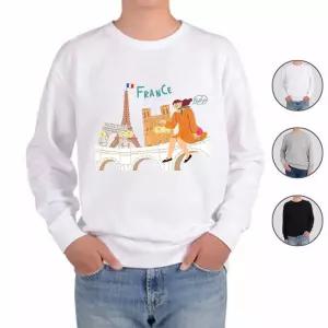 맨투맨 전색상 여행을 떠나요 프랑스로 프린트셔츠 puX3+5XQY