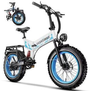 SASIKEIBIKE 1500W 접이식 성인용 전기 자전거  52V 20Ah 더트 바이크(20인치 광폭 타이어  맞춤형)