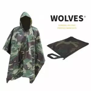 [텐바이텐]파우치포함 WOLVES 밀리터리 우드랜드카모 판초우의