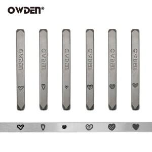 OWDEN-쥬얼리 스탬핑 3mm 스틸 금속 스탬프 세트  하트 디자인 모양 펀치 도구  DIY 쥬얼리 펀처 6 개