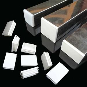 10피스 흰색 직사각형 플라스틱 파이프 플러그 블랭킹 엔드 캡 30x30mm 튜브 미끄럼 방지 테이블 의자 발