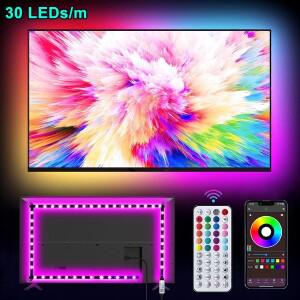 RGB LED 스트립 조명 30LEDm TV 음악 동기화 앱 제어 리본 테이프 백라이트 홈데코용