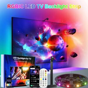 55-75인치 TV용 AR 색 영역 센서가  백라이트 스트립 스마트 RGBIC LED 앱 제어 게임 분위기 조명