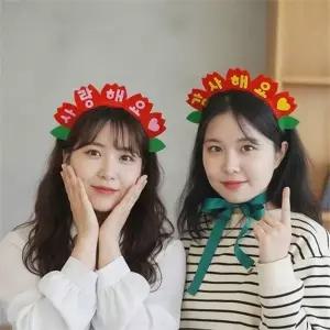 어버이 날 머리띠 부모님 스승의날 만들기 카네이션 머리띠 사랑해요 액세서리 패브릭 성인용 장식 꽃잎
