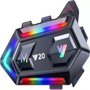 Y20 오토바이 헬멧 블루투스 헤드셋 플래시 컬러 RGB 조명 효과 5.3 헤드폰 스마트 노이즈 감소 하이파이