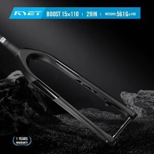 RYET 울트라라이트 카본 MTB 리지드 포크 BOOST 15x110mm 테이퍼드 스티어러 다운힐/트레일 마운틴 바이크