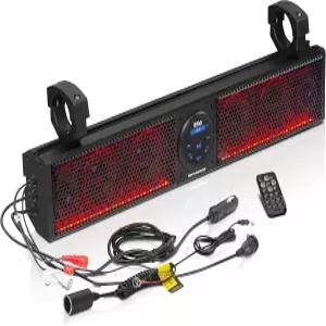BOSS 오디오 시스템 BRT26RGB IPX5 내후성 블루투스 ATV 사운드 바 - 폭 26인치 4인치 스피커 트위터 증폭