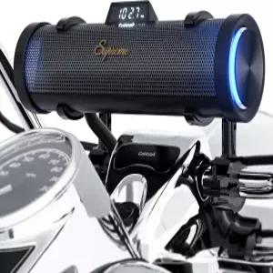 GoHawk 블루투스 모터사이클 스피커 앰프 내장 방수 스테레오 시스템 FM 라디오 USB LED가 장착된 알루미늄