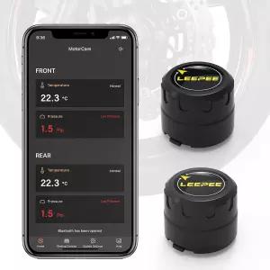 리피 모터사이클 타이어 공기압 모니터링 시스템 및 온도 경보 외부 센서 2개가 장착된 무선 TPMS iOS