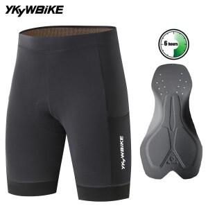YKYW 여름 남성용 사이클링 반바지 장거리 패드 흡습 자전거 논슬립 MTB 반바지 로드 바이크 블랙 반바지 2