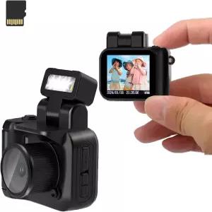 32GB 카드 미니 레트로 카메라 키체인이 장착된 자일캠 브이로그 및 일일 녹화 선물에 완벽합니다 블랙 에