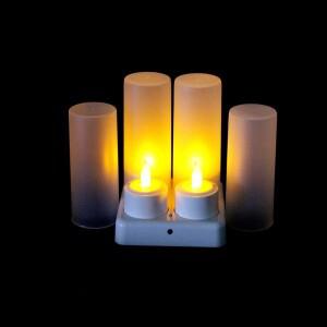 4팩 충전식 LED 양초 led 램프 Flameless Tealight 크리스마스 발렌타인 웨딩 교회 홈 테이블 장식