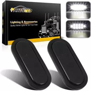 파츠삼 2Pcs 6인치 타원형 흰색 LED 트레일러 조명 10 다이오드 스모크 렌즈 그로밋 및 피그테일 잠수정