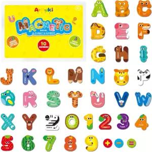 39 PCS 대형 마그네틱 문자 및 숫자 용 냉장고 자석 1-3 귀여운 동물 알파벳 교육용 키트