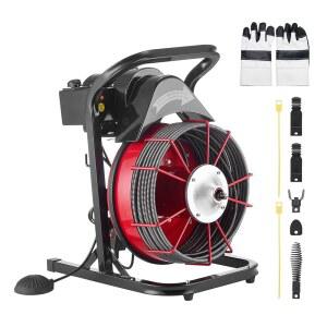 VEVOR 배수 청소기 50피트 x 1/2인치, 4개의 커터와 2~6인치 파이프용 공기 활성화 풋 스위치가 있는 하수구 스네이크 오거 수동 공급 장치