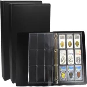 2장의 슬랩 페이지가 있는 MUDOR 클래식 바인더 코인 앨범 세트 엔캡 보관 슬리브 PCGS NGC 인증 홀더