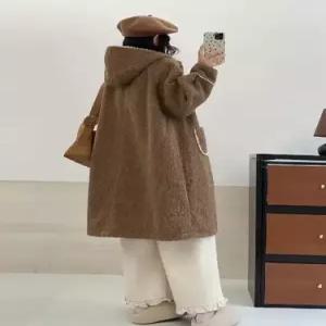 마요 롱 모직 코트 후드 여성야구점퍼 싱글 UNO1