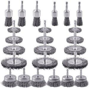 Rocaris 24 PCS 드릴용 와이어 휠 브러시, 녹 제거, 부식 및 스크럽 표면을 위한 1/4인치 육각 생크가 포함된 카본 스틸 드릴 브러시 세트