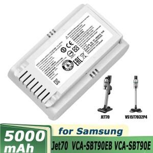 업그레이드 21.6V 5000mAh 리튬 이온 교체 배터리 삼성 호환 제트 70 VS15T7032P4 VCA-SBT90E 진공 청소기