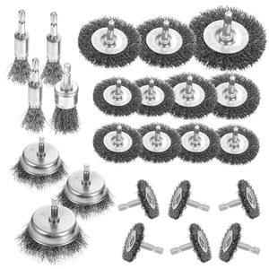 드릴용 Ckhoid 24PCS 와이어 휠 브러시, 1/4인치 헥스 섕크 컵, 및 펜 브러시 세트, 다이 그라인더 녹 제거, 부식 스크럽 표면을 위한 드릴 부착물