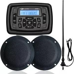 4인치 보트 스피커와 안테나가 장착된 구자레 마린 오디오 시스템 방수 블루투스 FM/AM 라디오 스테레오