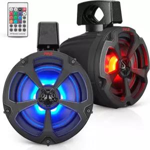 파일 마린 스피커 보트 방수 6.5인치 블루투스 1200와트 RGB 조명 리모컨 보조 입력 범용 마운팅 브래킷