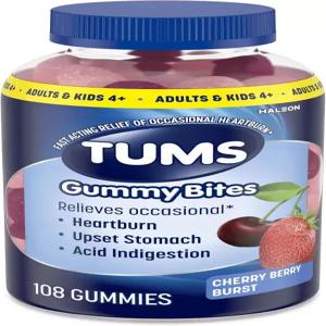 TUMS 젤리 가끔 배탈 및 산 소화불량을 위한 식이 보충제 물림 체리 베리 폭발 - 108 카운트