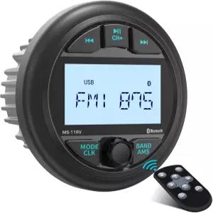 방수 해상 게이지 스테레오 수신기 - 블루투스 보트 AM FM 라디오 2.8인치 LCD 디스플레이 MP3 USB AUX-인