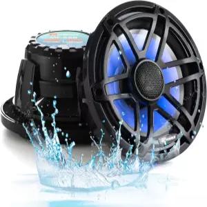 H YANKA MC-65B 6.5 마린 스피커 - 750W 양방향 IP67 방수 스테레오 시스템 블루 LED 조명 풀 레인지
