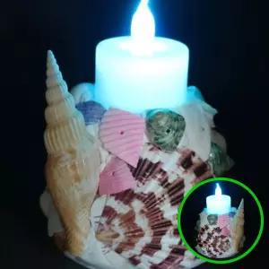 MF08 조개 소라 촛대 만들기 키트 4명용 여름 바다 LED 클레이 DIY 클레이촛대 여름체험재료