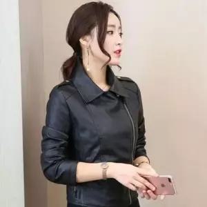 [텐바이텐]여성 지퍼 디자인 캐주얼 블랙 가죽 자켓 라이더 무스탕 가죽 자켓
