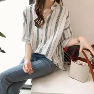 여자블라우스 블루 핏 단정한블라우스 데일리 셔츠 블라우스 여름