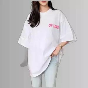 루즈핏 오브럽 반팔 롱 티셔츠