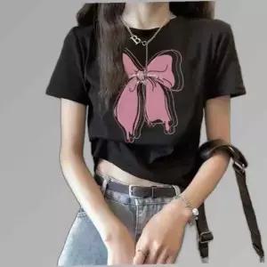 리본 크롭 반팔티셔츠 2color DK-0390